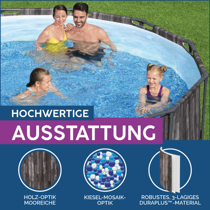 Bestway Steel Pro MAX™ Frame Pool Komplett-Set mit Filterpumpe rund 427 x 107 cm
